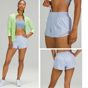 Lululemon Hotty Hot Shorts Pastel Blue Purple Low Rise Linen size 6